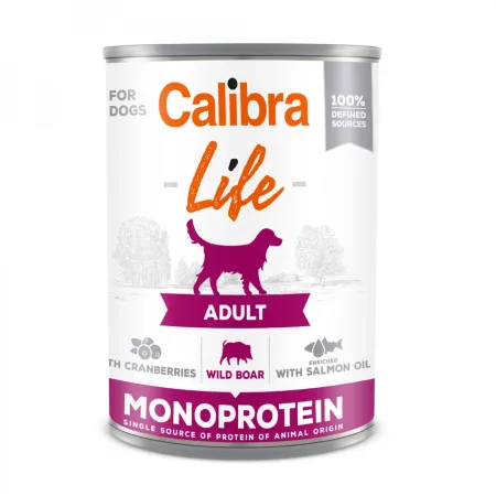 Calibra Dog Life Adult Dzik z Żurawiną 400g